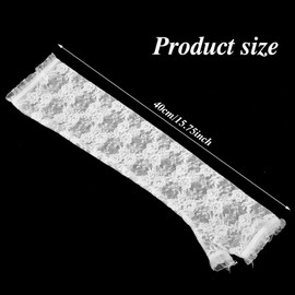 Lusofie Long Lace Gloves Fingerless Bridal Gloves for Women Elbow Length Floral Glove Arm Sleeves for Wedding Tea Party Engagement Dress Prom (white)