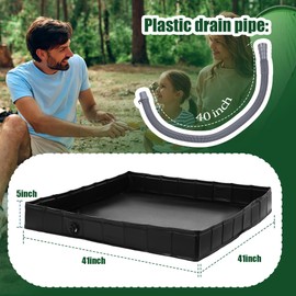 MABOZOO Foldable Shower Base, 41" x 41" x 5" Portable Shower Pan with drain pipe Collapsible Shower Basin Shower Tent Awning Base for Indoor & Outdoor. Patent Pending