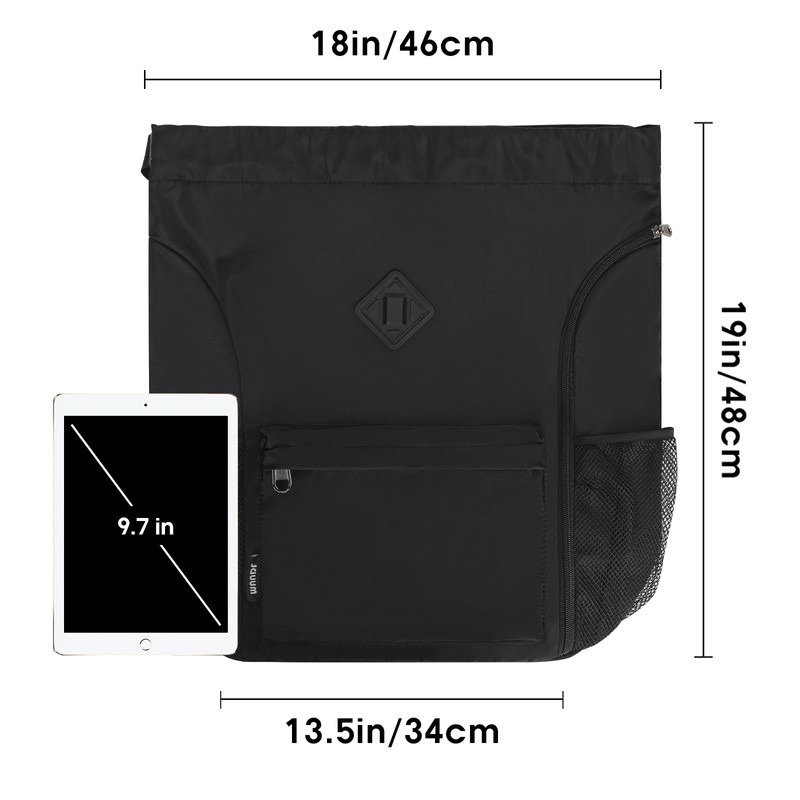 WANDF Drawstring Backpack Sports Gym Bag with Shoes Compartment, Water-Resistant