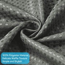 Waffle Shower Curtain, Grey Shower Curtain with 12 Hooks, Weighted Shower Curtain Waterproof Mould Resistant Bathroom Curtains 180 x 180cm Long Shower Curtain for Bathtub Bathroom Shower Curtain