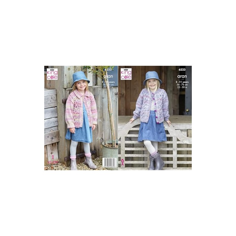 King Cole Aran Knitting Pattern - 6223 Children's Jacket &