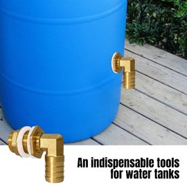 Riisoyu Tank Fitting, 3/4 Inch Inner Thread 1 Inch AG Water Butt Connection Hose Nozzle 25 mm Hose Barb Coupling Connection 90 Degree Angle Hose Barb with 2 Seals for Pipe Rain Butt Pipe