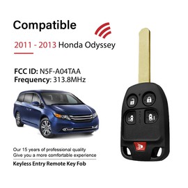 Car Key Fob Remote Keyless Entry Control N5F-A04TAA 313.8MHz 5 Button Replacement for 2011-2013 Honda Odyssey - 2 Pack
