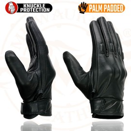 Milwaukee Leather MG7521 Men's Black Leather Gel Padded Palm Motorcycle Hand Gloves W/Rubberized Protective Knuckle - Large