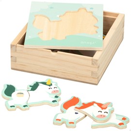 ColorBaby Italy, Unicorn WOOMAX-Mr Wonderful Wooden Puzzle Unicorn + 24 m 19 Pieces (48800), Colourful, Normal