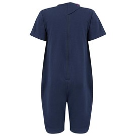 Kaycey Zip back Short Sleeve Short Leg Knee Length Jumpsuit, Adaptive Clothing for Kids with Special Needs, Soft Cotton, Navy,11-12 Years