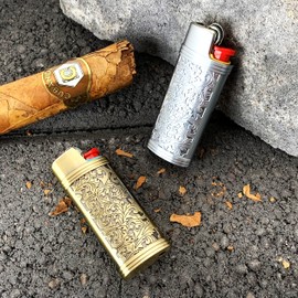 IN SELECT 2 PCS Pack Vintage Metal Lighter Case Cover Holder Lighter Pouches Fits BIC Mini Size J5