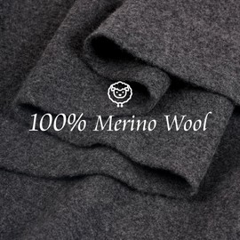 PuTian 100% Merino Wool Scarf for Men & Women Soft Warm Breathable Everyday Knitted Neck Wear for Fall Winter Cold Weather Thermal Neck Warmer, Dark Grey