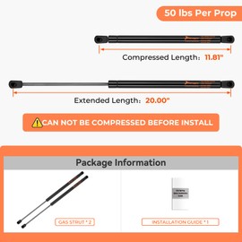 SE200P50 20 inch 50 lbs 222 N Gas Struts Shocks ML1450 20" Gas Spring Per Lift Support for RV Bed Trailer Bed Toolbox Lid Qty 2 by PAMAGOO