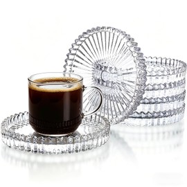 Coasters Set of 6 for Drinks, 3.8 Inch Large Coasters for Coffee Table, Crystal Coasters Round Cup Coaster for Hot & Cold Drinks, Ideal for Coffee Tables Home Kitchen Decor (Clear, Set of 6)