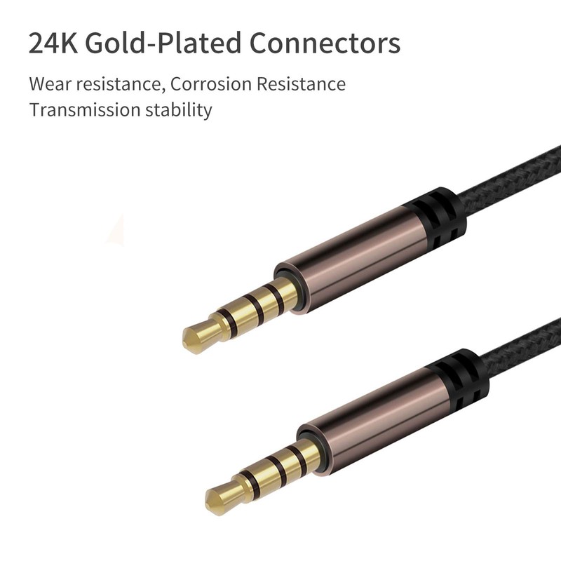 LoongGate AUX Cable 4-Pin 3.5 mm Nylon Braided Tangle-Free Auxiliary