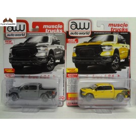 Auto World 2023 Dodge RAM 1500 Rebel Lunar Edition yellow & gray bundle