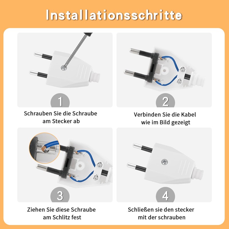 Pack of 2 Euro Plug Flat European Flat Plug, Plug
