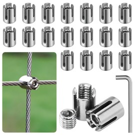 Acemaker 20pcs 1/8" Cable Cross Clamps, T316 Stainless Steel Cross Cable Clamps for 3mm Wire Rope or Rod Fittings, No Drilling Clips for Wire Trellis Kits (Invisible)