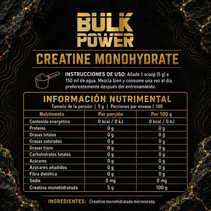 Creatina Monohidratada Micronizada Bulk Power de 500 g Sin Sabor