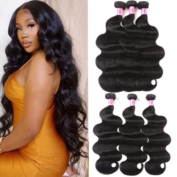 UNice Hair Icenu Series 8a Indian Body Wave Virgin Hair 3 Bundles, 100% Unprocessed Human Hair Extensions Weave Natural Color (18 20 22 inches)