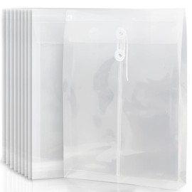 POPSFL Clear File A4 Envelope Type File, 10 Pieces, Large Capacity, Clear Gusset, Drawstring, Portable, Vertical, Documents, Protection, Stationery Storage