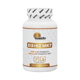 Sowelo - Natural Vitamin D3 I Tablets 2000 IU + K2 MK7 100 mcg I Supports Blood Coagulation I Improves Concentration I 200 Capsules