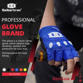 Seibertron Dirtclaw Gloves - Gel Padded Anti-Slip Palm Fingerless Gloves for Off-Road/Dirt Bike Riding Blue M