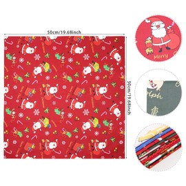 12 Pcs Christmas Themed Cotton Fabric Square Bundles Quilting Cloth Santa Claus Snowflake Patchwork Fabric Scraps for Xmas Gift Wrapping Sewing Work DIY Craft,19.7 x 19.7 inches/50 X 50 cm