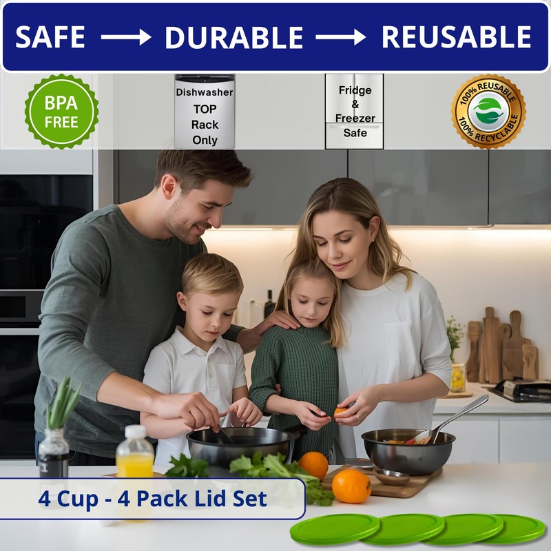 KlareWare Replacement Lids for - 4 Cup Storage Bowl Covers,