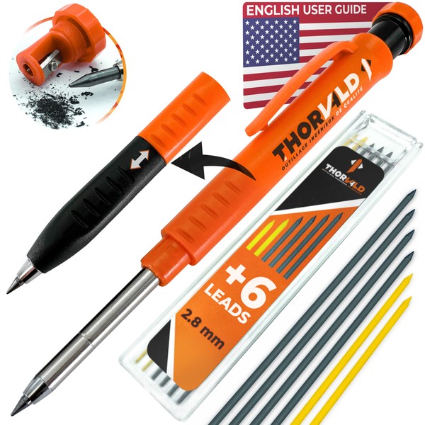 THORVALD New 2-in-1 Carpenter Pencils with Finger Grip for Carpenter