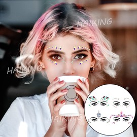 HAIKING Face Gems, 4 Pcs Acrylic Crystal Face Stickers for Face Makeup, Nails, Crafts, Party (4 Styles)