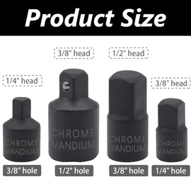 Dianrui 4 PCS Socket Adapter Set,3/8 to 1/2 socket adapter,3/8 to 1/4 socket adapter,1/2 to 3/8 impact adapter,Square Ratchet Socket Adapter/Reducer Sets for Automotive and Construction