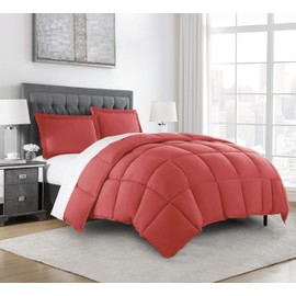 Chezmoi Collection Mineral Red Down Alternative Comforter Oversized King - 3-Piece Lightweight Comforter Set - All Seasons Microfiber Comforter Duvet Insert with Corner Tabs