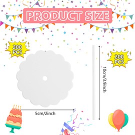 HAOPENGYOU HAOPENGYOU 200 Pcs Cake Pop Boards and 200 Pcs Paper Sticks - 2 Inch Round White Cardboard Bases with 4 Inch Lollipop Sticks for Cupcakes, Pastries, Desserts, Parties, Wedding