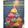 Current "Happy Birthday" - Colorful Cupcakes- approx 5" X 7"