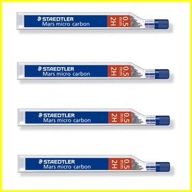 Staedtler Mars Micro Carbon 2500.5 mm 2H Pencil Refill Leads 4 Tubes / Packs (48 Leads) 2H