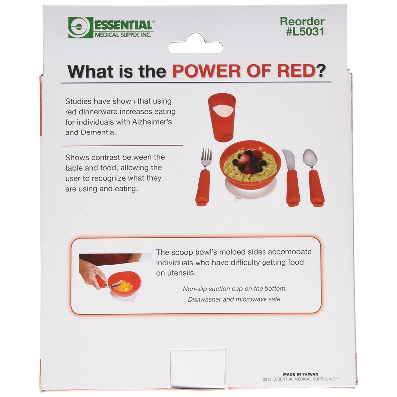 Essential Medical Supply Power of Red Adaptive Scoop Bowl with