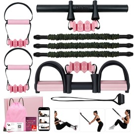 Pedal Resistance Band with Handle Video Guide,3 Anti-Snap Multifunction Adjustable Foot Pedal Resistance Bands Exercises with Handles Door Anchor for Women Beginners Home Gym Travel Work Arm ABS Leg