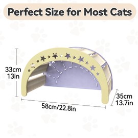 LOVINFURBABY Cat Rocking Bed with Washable Removable Cushion and Sisal Scratching Pads Cat Scratcher Multifunctional Cat Furniture, Purple