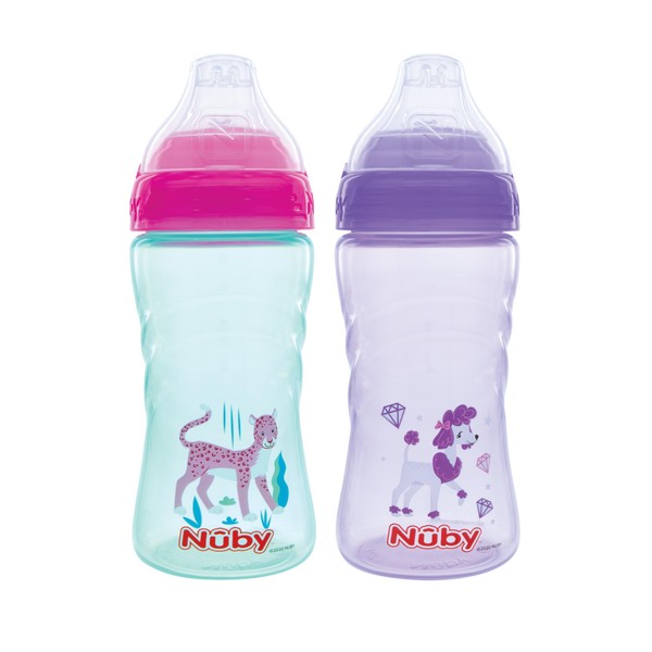 Nuby 2 Pack No Spill Printed Thirsty Kids No-Spill Sip-it