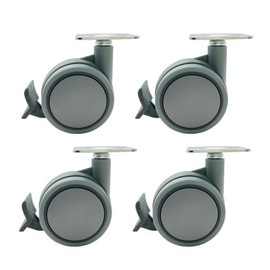 LIKERAINY Swivel Plate Fixing Twin Caster Nylon Wheels FC3611A with Brake 360 Degree General Purpose Castors Size Ø 60mm Pack of 4 Pieces