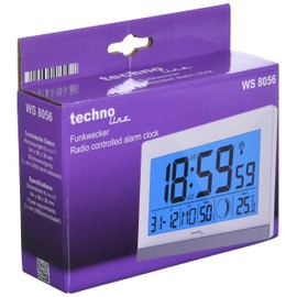 Technoline WS8056 Radio-Controlled Alarm Clock, Plastic, Blue, 144 x 96 x 38 mm