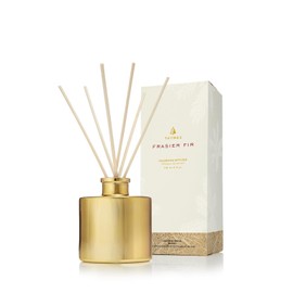 Thymes Frasier Fir Reed Diffuser Set – Includes Reeds, Fragrance Oil, and Frosted Glass Bottle – Fragrance Oil Diffuser – Room Fresheners – Luxury Home Decor – Gold (Gilded, 4 fl oz)