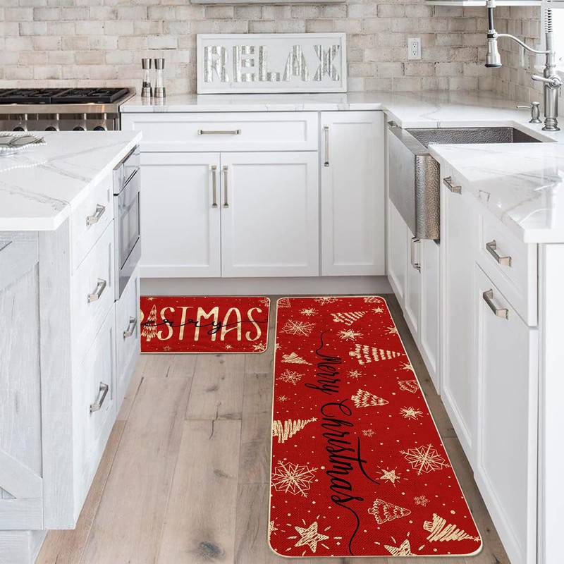 Christmas Kitchen Mat Set of 2, Home for Decor Door