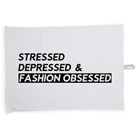 Hippowarehouse Stressed, Depressed and Fashion Obsessed Tea Towel Eco Printed Dish Cloth Kitchen accessory 50cmx70cm 100% Cotton