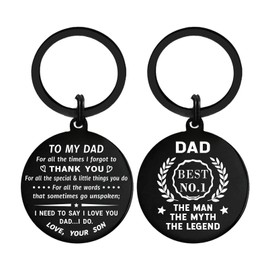 TANWIH Fathers Day Dad Gifts - Best Dad Ever Engraved Keychain - Unique Father's Day Birthday Keychain Gifts from Son