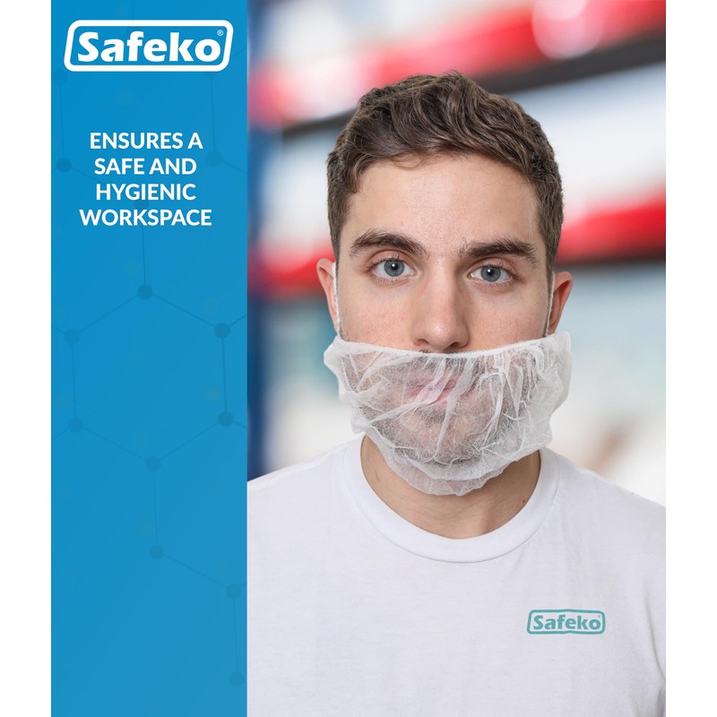 SAFEKO Beard Nets, White Disposable Beard Covers, Beard Net for