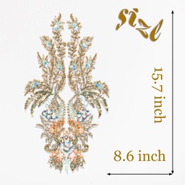 Silvora Parche Bordado de Perlas de Oro con Lentejuelas, Herramienta de Costura Hecha a Mano para Vestido de Novia, Vestido de Fiesta, Traje de Disfraz, Manualidades DIY (Oro-4)