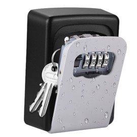 Lospu HY® Key Lock Box, 4 Digit Combination Key Storage Lockbox, Waterproof Wall Mount Key Safe Box for Indoor, Outdoor, Home, Hotels, Airbnb and Schools Grey