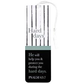 Dicksons BKMTL-492 Hard Days He Will Help You and Protect You Black, White, and Teal 2 x 6 Paper and Tassel Encouraging Tassel Bookmark, Pack of 12