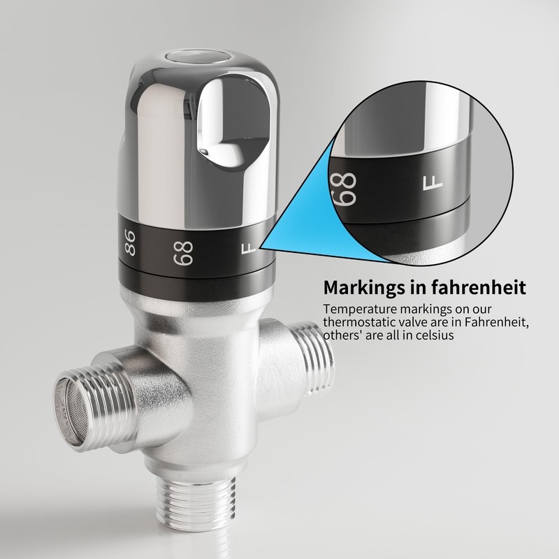 FUGO 1/2 NPT Thermostatic Mixing Valve,Water Mixing Valve with 1/2