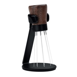 Normcore WDT Tool V2.1 with Stand, 9 Prongs, 0.23 mm Espresso Distributor Tool, White Distribution Technology, Magnetic Coffee Stirrer with 16 Additional Needles, American Walnut Handle