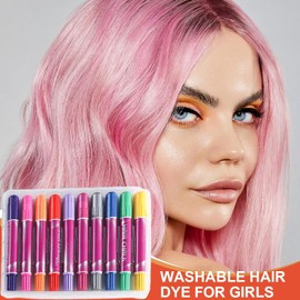 Tiza Capilar Para Niñas Lavable - 10 Colores Marcadores Para Teñir El Cabello,Marcadores Temporales, Kit De Maquillaje, Para Cumpleaños Navidad Cosplay