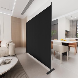 C-Hopetree 1 Panel Room Divider, 6 Ft Tall Indoor Folding Privacy Screen, Portable Partition Separator, Freestanding Separation Temporary Wall for Office, Bedroom, 71" W X 71" H, Black